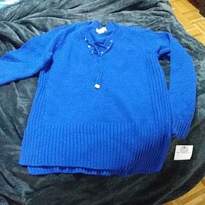 liz claiborne blue lace up sweater